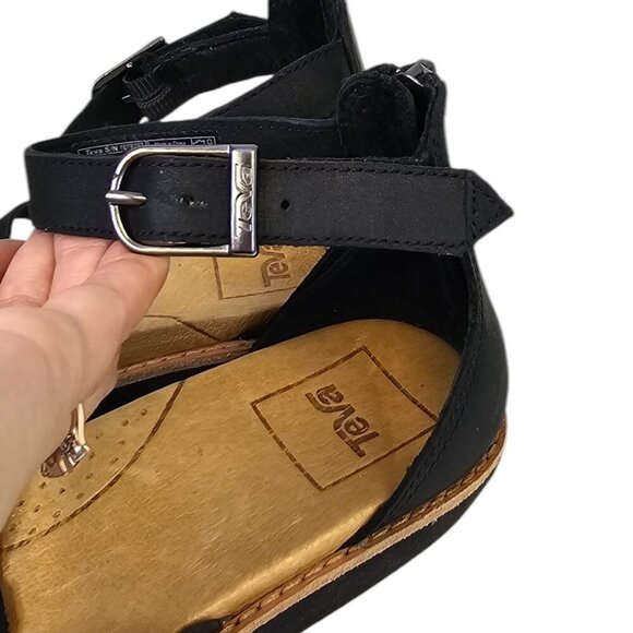 Teva Womens Encanta Sandals Black Leather Size 6 Ankle Strap Outdoor Summer - Picture 10 of 11